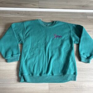 Vintage Ski Utah Fleece‎ Sweatshirt 90s USA Women's Sz L Teal Green Embroidered